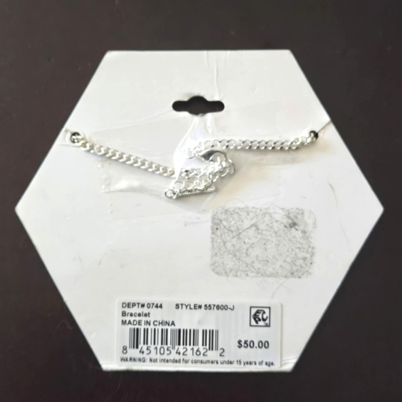 Unwritten Fine Silver-Plated "J" Bracelet with Cubic Zirconia - 7" + 1" Extender - Picture 3 of 3